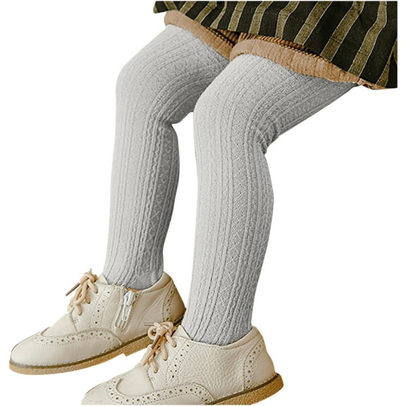 NAISIBABY Toddler Girls Tights, Solid Color Stretch Warm Kids Ribbed Knitted Pantyhose Gray XS