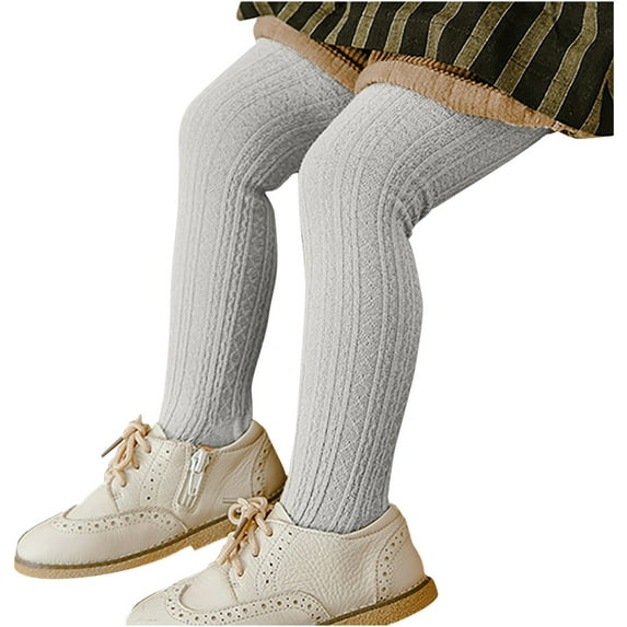 NAISIBABY Toddler Girls Tights, Stretch Solid Color Warm Kids Ribbed Knitted Pantyhose Gray S