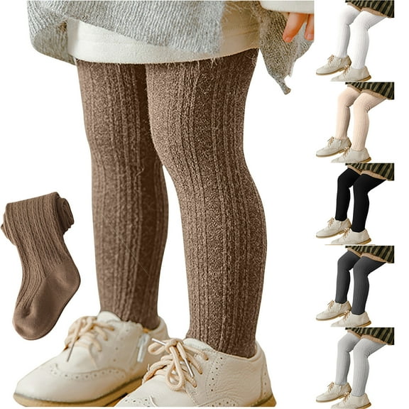 NAISIBABY Toddler Girls Tights, Warm Stretch Solid Color Kids Ribbed Knitted Pantyhose Beige XS
