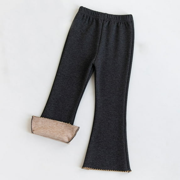 NAISIBABY Toddler Girls Wide Leg Pants, Solid Color Stretchy Comfy Elastic Waist Keep Warm Outerwear Pants Dark Gray 5-7T