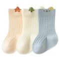 thumbnail image 1 of NAISIBABY Toddler Socks 3 Pairs, Breathable Cotton Non Slip Mid-Tube Baby Stretch Terry Socks Blue 6Months, 1 of 3