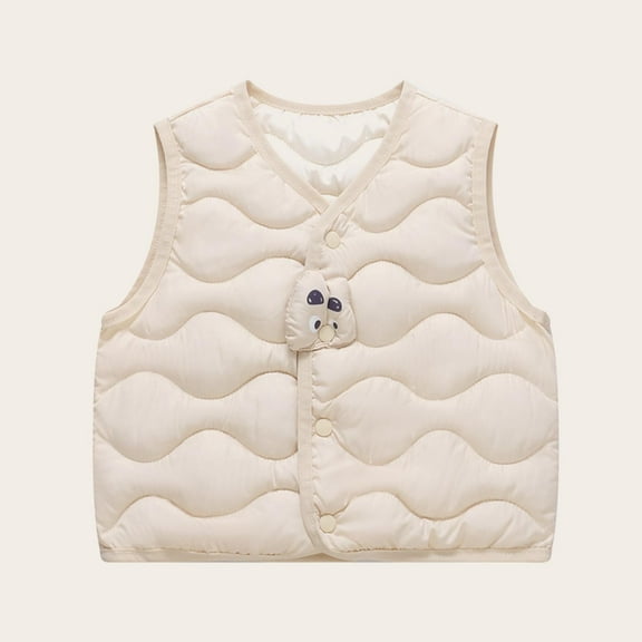 NAISIBABY Toddler Vest jacket, Graphic Buttons Fall Winter Thermal Sleeveless Boys Girls Puffer Coat White 5T