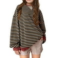 thumbnail image 1 of NAISIBABY Toodler Girls Pullover Sweatshirts, Casual Fashion Striped Long Sleeve Kids Loose Tops Brown, 1 of 3