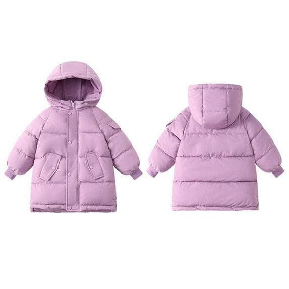 NAISIBABY Winter Puffer Jacket for Boys Girls, Knee-Length Warm Thicken Windproof Hooded Casual Quilted Coat Purple 5T