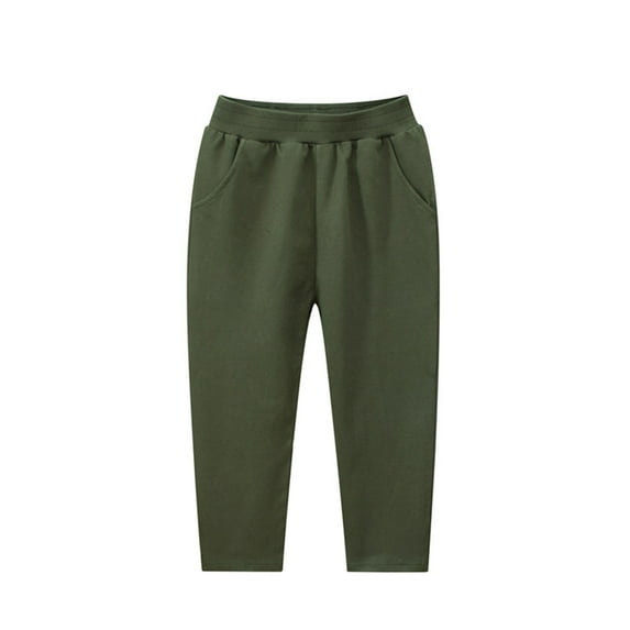 NAISIBABY Toddler Boys Sweatpants, Comfy Solid Color Elastic Waist Casual Cotton Pants Army Green 6-7T