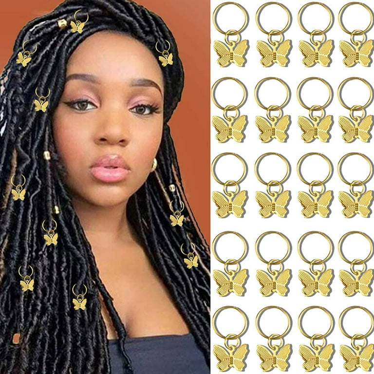  NAISKA 8PCS Gold Butterfly Hair Beads Dreadlocks Accessories  Braid Cilps for Women,Hair Cuffs Clips Rings Braid Accessories Hair Jewelry  for Women or Girls Braids : Beauty & Personal Care