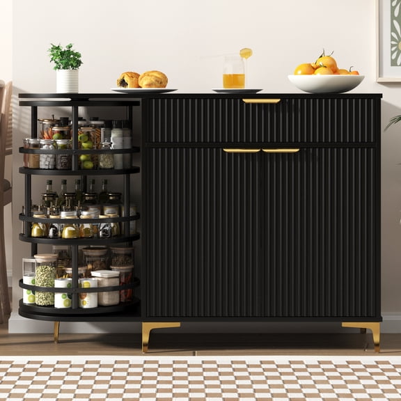 NAIYUFA Buffet Cabinet with Storage,Sideborad Buffet Cabinet with Drawer & 2 Doors,Kitchen Buffet Storage Accent Cabinets with 360°Rotating Organizer for Living Room, Entry, Hallway