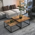 thumbnail image 1 of NAIYUFA Nesting Coffee Table Set of 2,Square Table with Steel Frame,Industrial  Tables for Living Room, Bedroom ,Balcony Yard ,Brown, 1 of 10