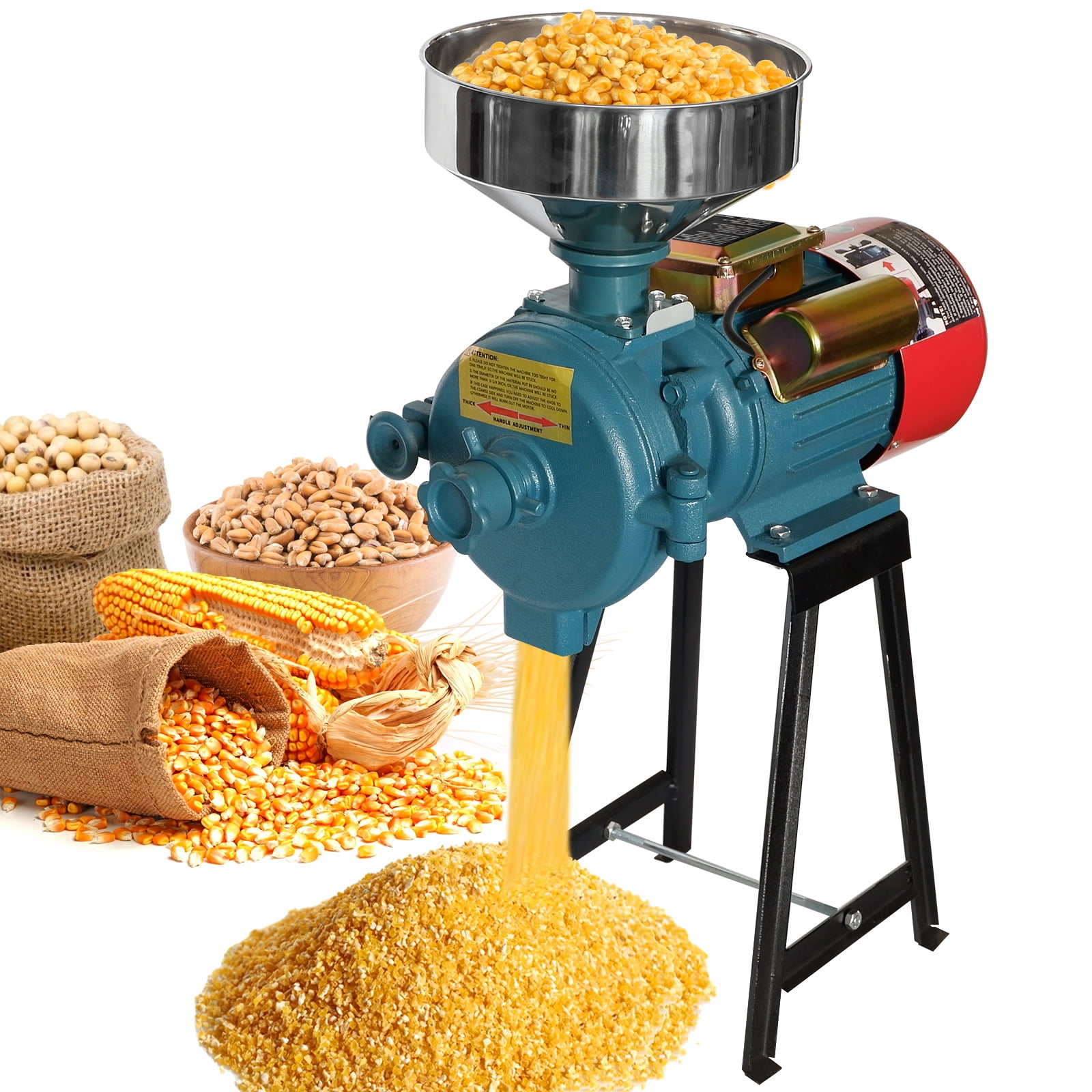 NAIZEA 110V Electric Grain Mill, Safety Upgraded 3000W Flour Mill Corn Cereals Grinder, Milling Rice Wheat Grain Coffee Maiz Feed, Dry Cereals Grinder w/Funnel