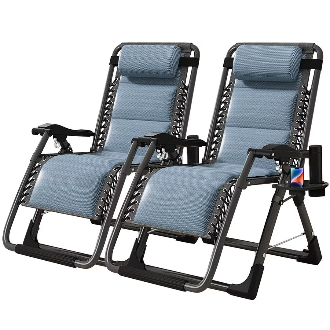 NAIZEA 2Pack Zero Gravity Chair, Adjustable Lawn Recliner, Folding