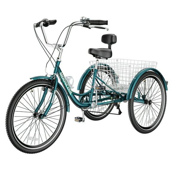 NAIZEA 20"/24"/26" Adult Tricycles, 7 Speed Three Wheel Bike Cruiser Trike with Large Basket for Men, Women, Seniors