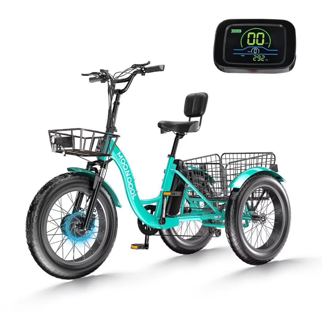 NAIZEA 20"*4" Fat Tire Electric Tricycle for Adults, 45miles Long Range, 500W(Peak Power 750W) 48V 15AH Step-Thru Electric Trike with Removable UL Certified Battery & Large Basket, for All Terrain