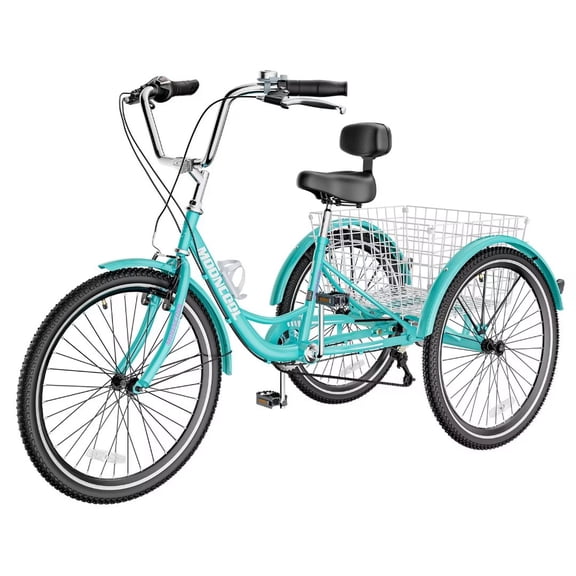NAIZEA 26" Adult Tricycle, 7 Speed Cruise Trike with Large Basket for Men, Women, Seniors, 3 Wheel Bikes for Exercise Shopping Picnic Outdoor Activities