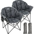 thumbnail image 2 of ALPHA CAMP Oversized Padded Moon Chair - Folding Saucer Recliner With Carry Bag (Red) 2 of 5