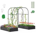 thumbnail image 1 of NAIZEA 3 in 1 Galvanized Raised Garden Bed with 85in Tall Arch Trellis for Climbing Vine Herbs Vegetables Flowers, Metal Raised Garden Bed Kit with Trellis, Plant Ties, Climbing Supporting Netting, 1 of 6
