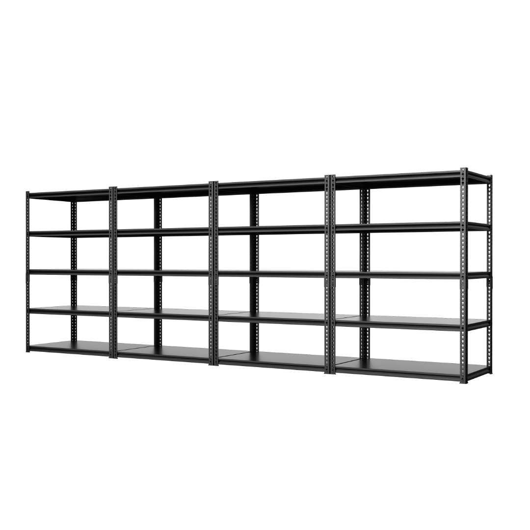 Heavy Duty Black Steel 5-Tier Adjustable Shelving Unit, 72" H x 36" W x 18" D