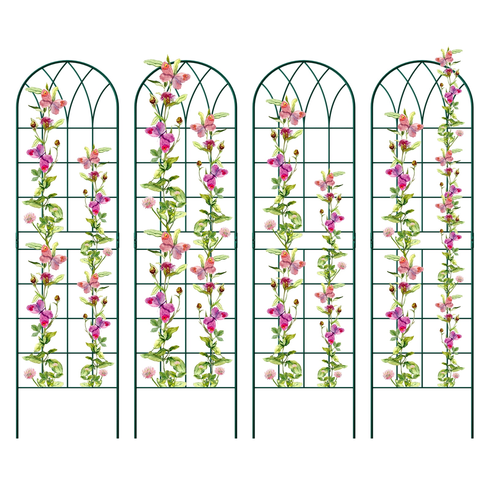NAIZEA 4 Pack Garden Trellis for Climbing Plants 60" x 16" Iron Plant ...