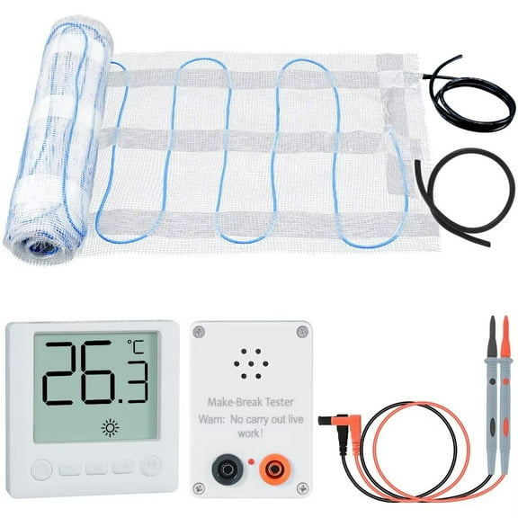 NAIZEA 40Sqft Electric Radiant Floor Heating System for Tile/Wood/Laminate Floor, 120V 5.8W/Ft,Smart Thermostat Control, Overheat&Waterproof Protection, Durable PTFE Material