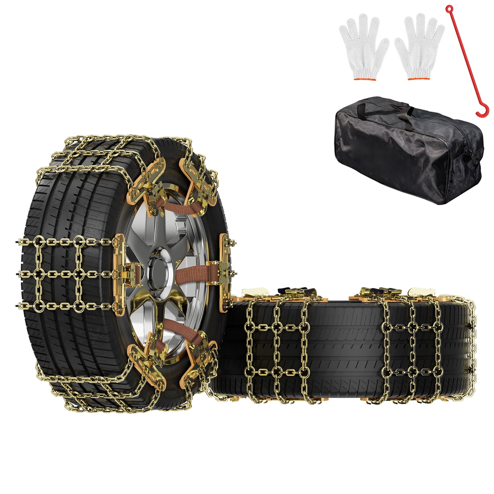 NAIZEA 6 Pack Snow Chains, AntiSkid Chains for SUV, Truck, Adjustable