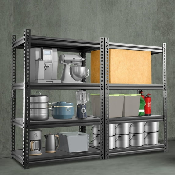 NAIZEA 64"H Storage Shelves, Adjustable Metal Shelving,Heavy Duty Shelving Unit for Kitchen, Pantry Closet, Garage Rack, 1600 lbs, Black