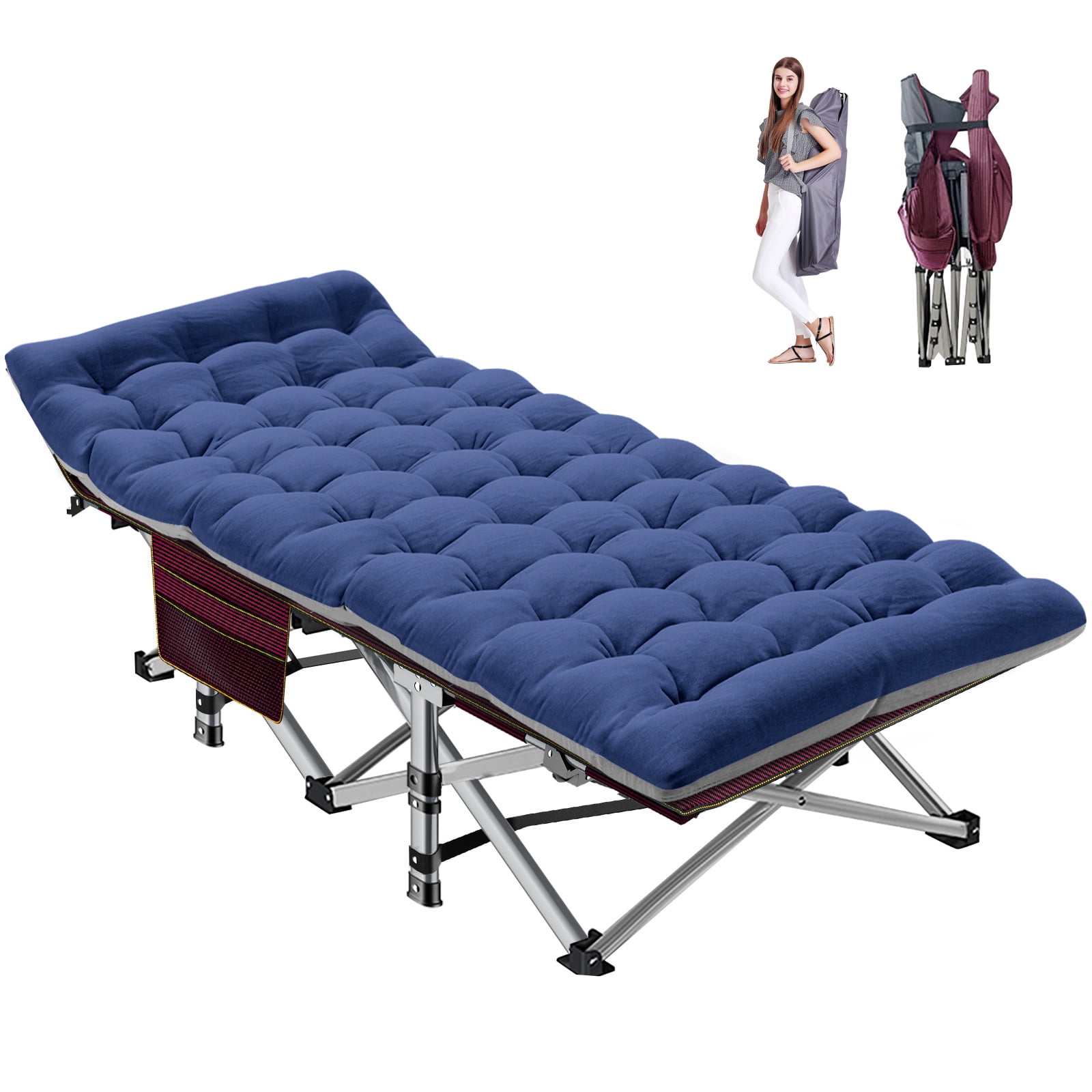 Folding camp sale bed with mattress