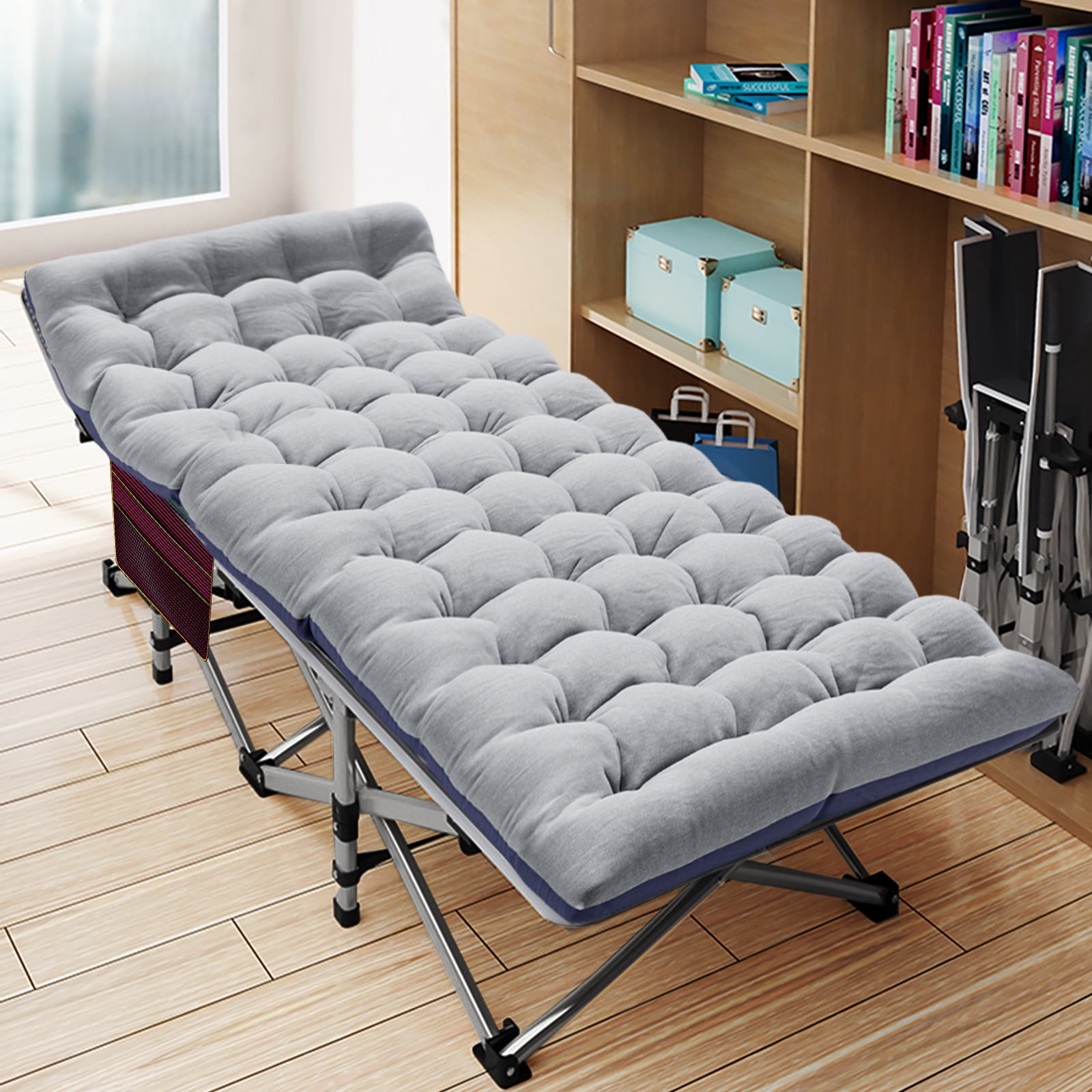 NAIZEA 75" Folding Bed Cot with Mattress, Portable Folding Guest Bed