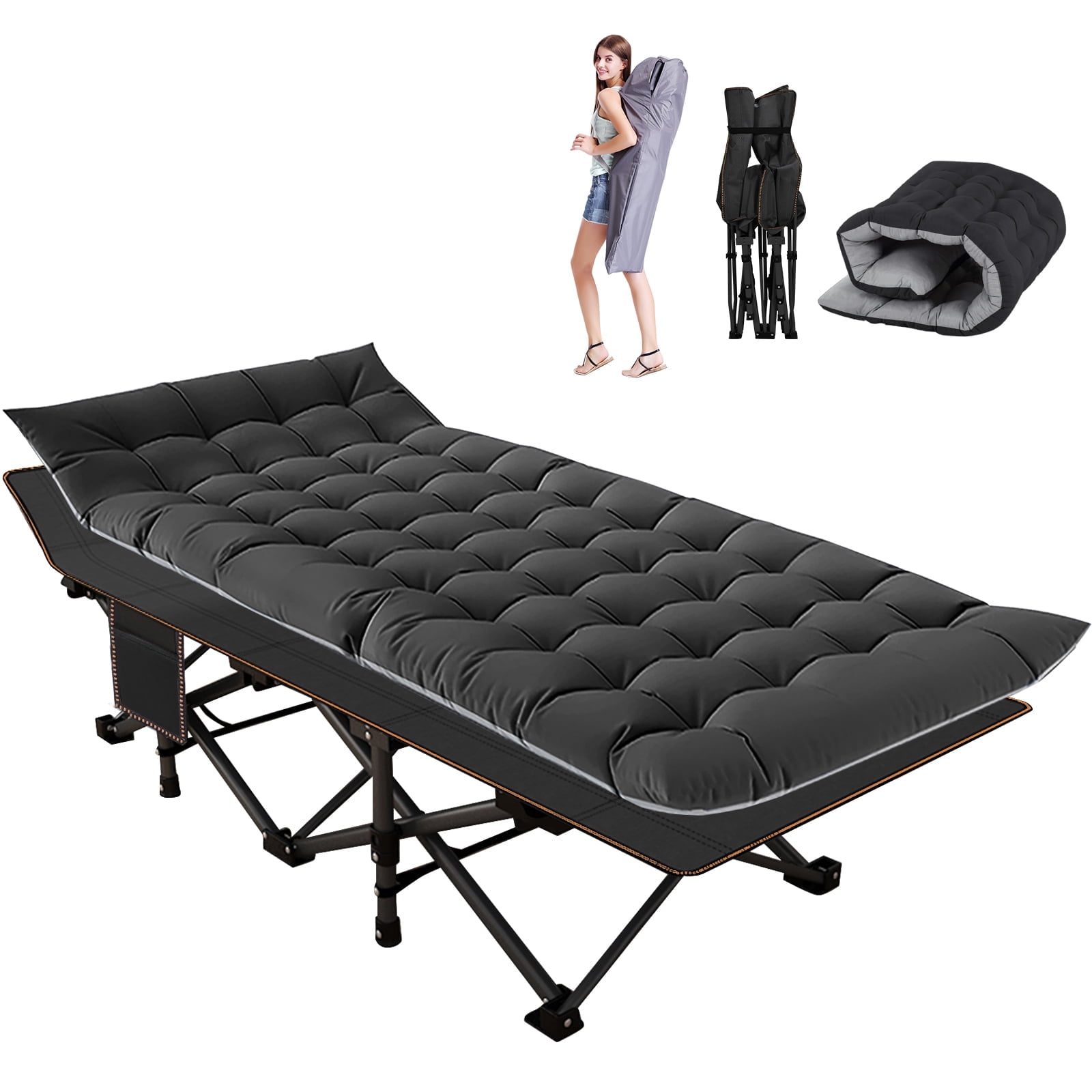 NAIZEA 75" Folding Bed for Adults, Portable Rollaway Guest Bed Sleeping Cot with Mattress