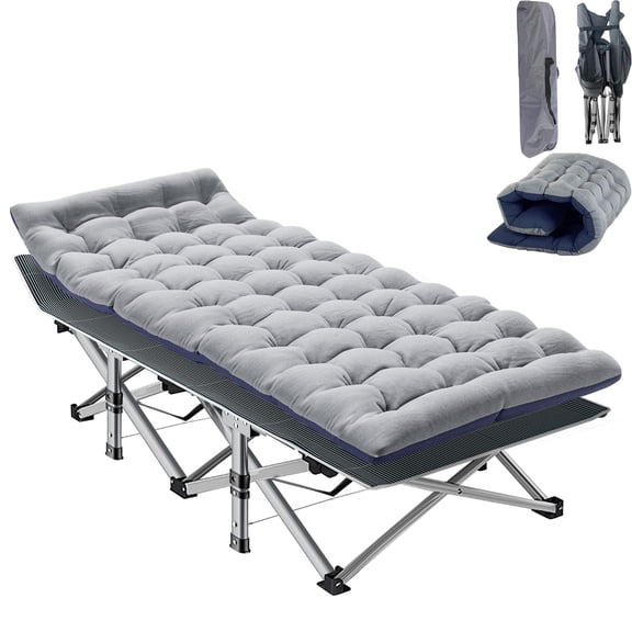 NAIZEA 75" Folding Camping Bed for Adult, Sleeping Cot Guest Bed with Mattress, Folding Camping Cot with Carry Bag
