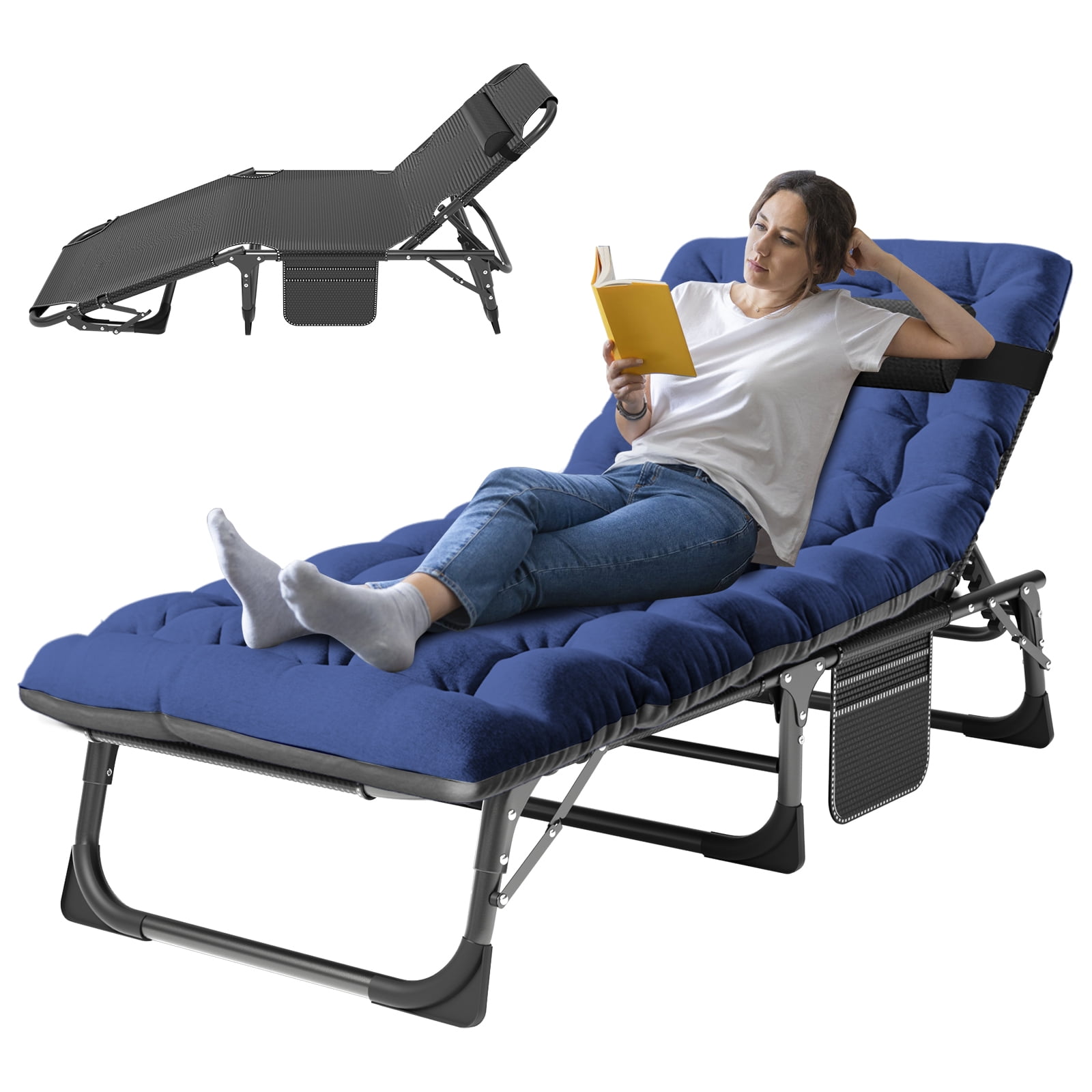 NAIZEA 75" Folding Camping Cot for Adult, Adjustable 4Position Folding Bed, Portable Folding