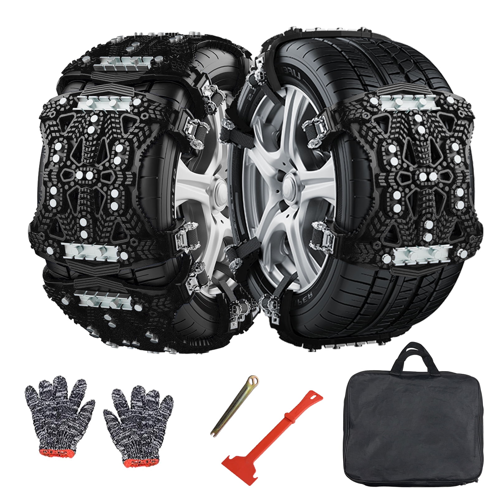 NAIZEA Adjustable Snow Chains, 6 Pack Car Tire Chains Emergency Anti