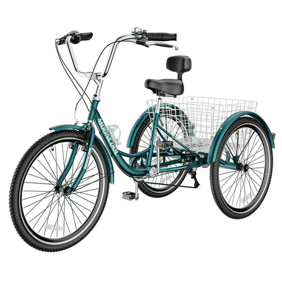 NAIZEA Adult Tricycles 26 Inch 3 Wheel 7 Speed Bikes Three-Wheeled Bicycles Cruise Trike with Shopping Basket