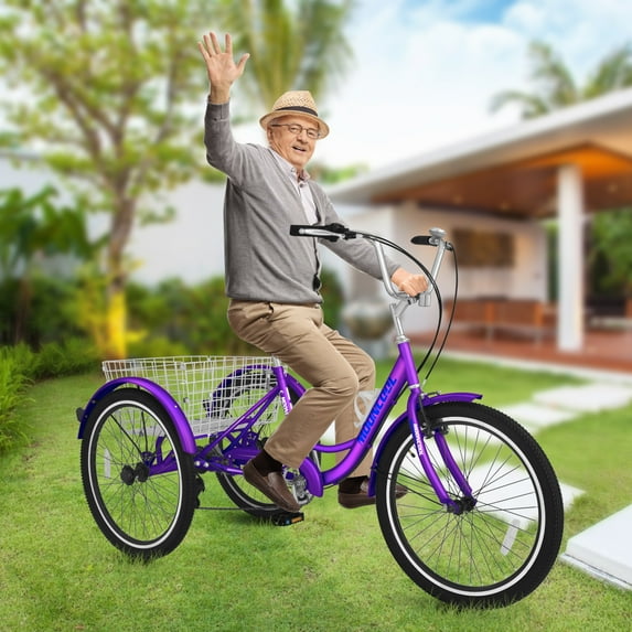 NAIZEA Adult Tricycles 7 Speed 20/24/26 Inch Three Wheel Bike for Men, Women, Seniors