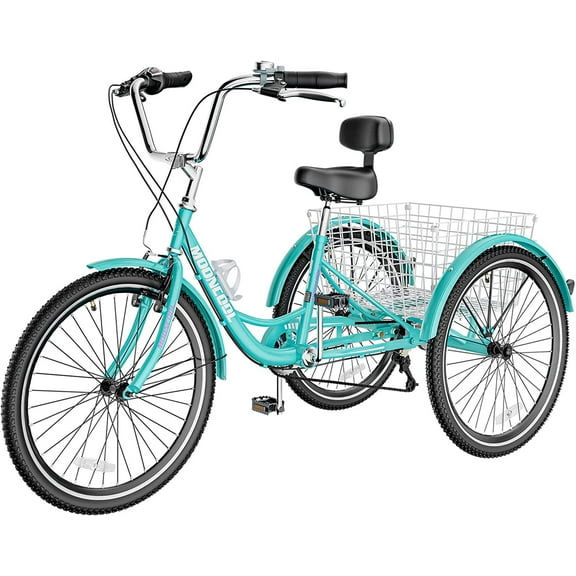 NAIZEA Adult Tricycles ,Three Wheel 7 Speed Bike, 20/24/26 inch Adult Trikes with Basket for Seniors, Women, Men