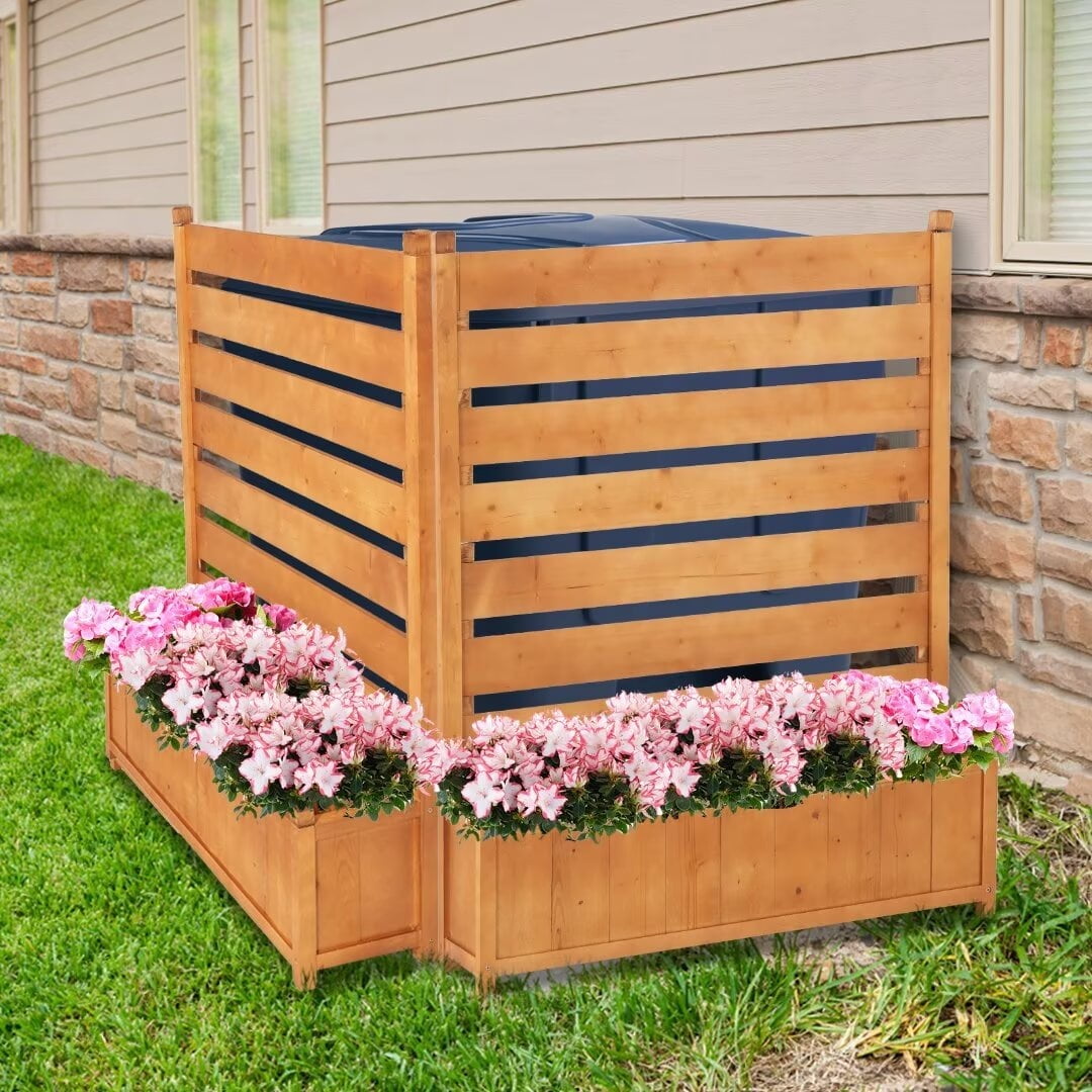 NAIZEA Air Conditioner Fence Outdoor Wood Privacy Screen with