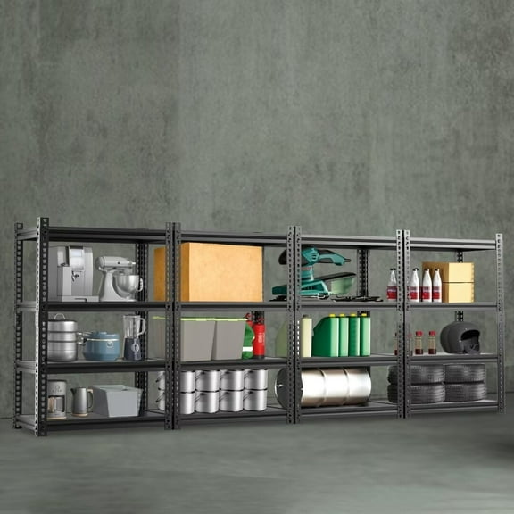 NAIZEA Black 64" Adjustable Metal Shelving Garage Storage Shelves,4 Pack