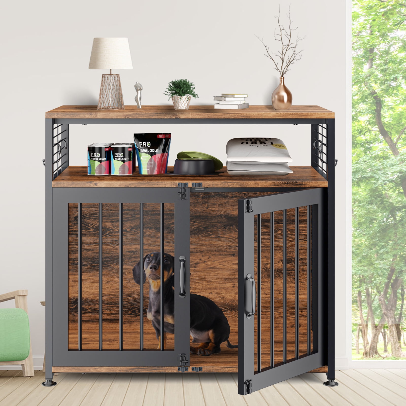 NAIZEA Dog Cage Crate Furniture, Wooden Cages for Dogs, Heavy Duty