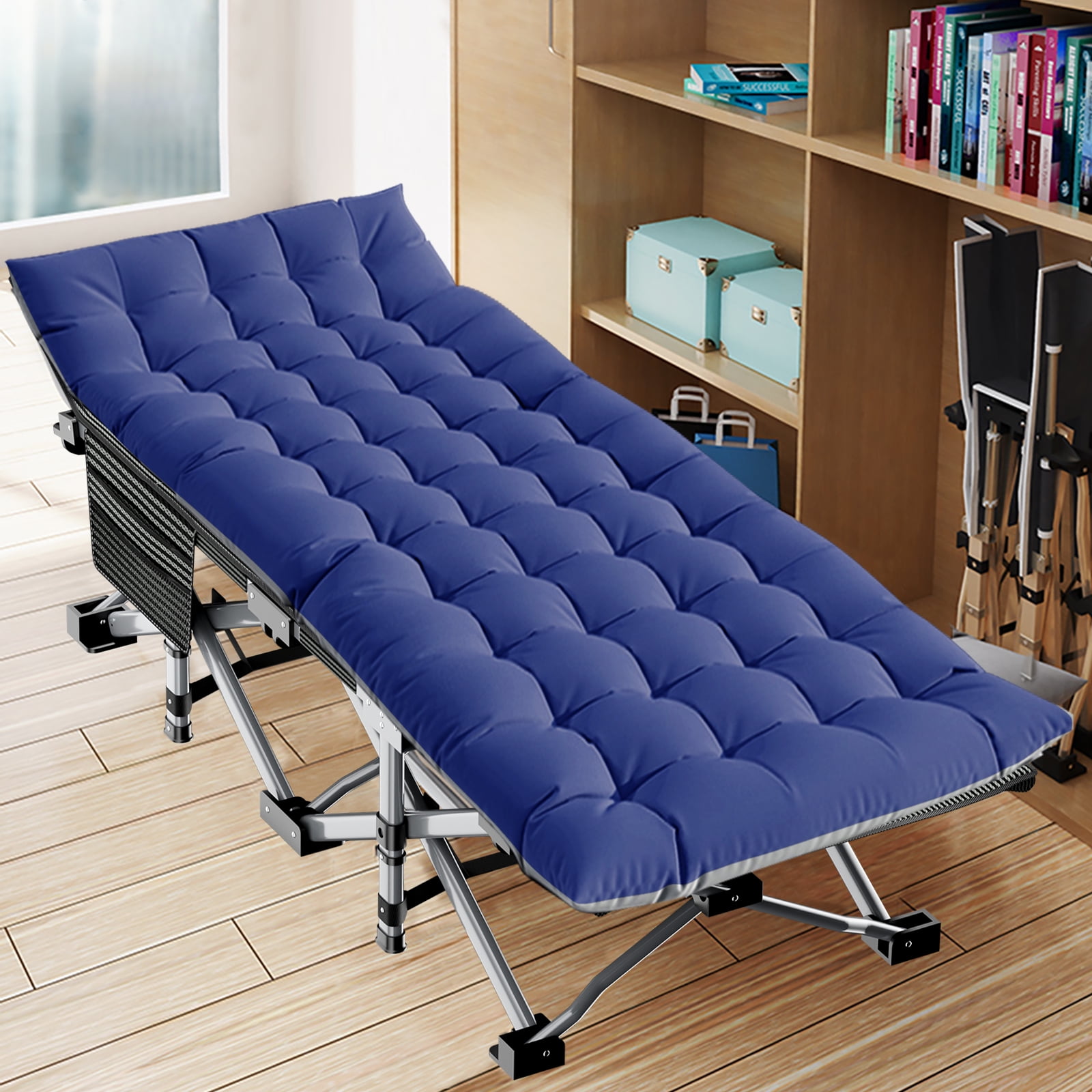 NAIZEA Folding Bed Cot with 2 Sided Mattress, 75" Portable Folding