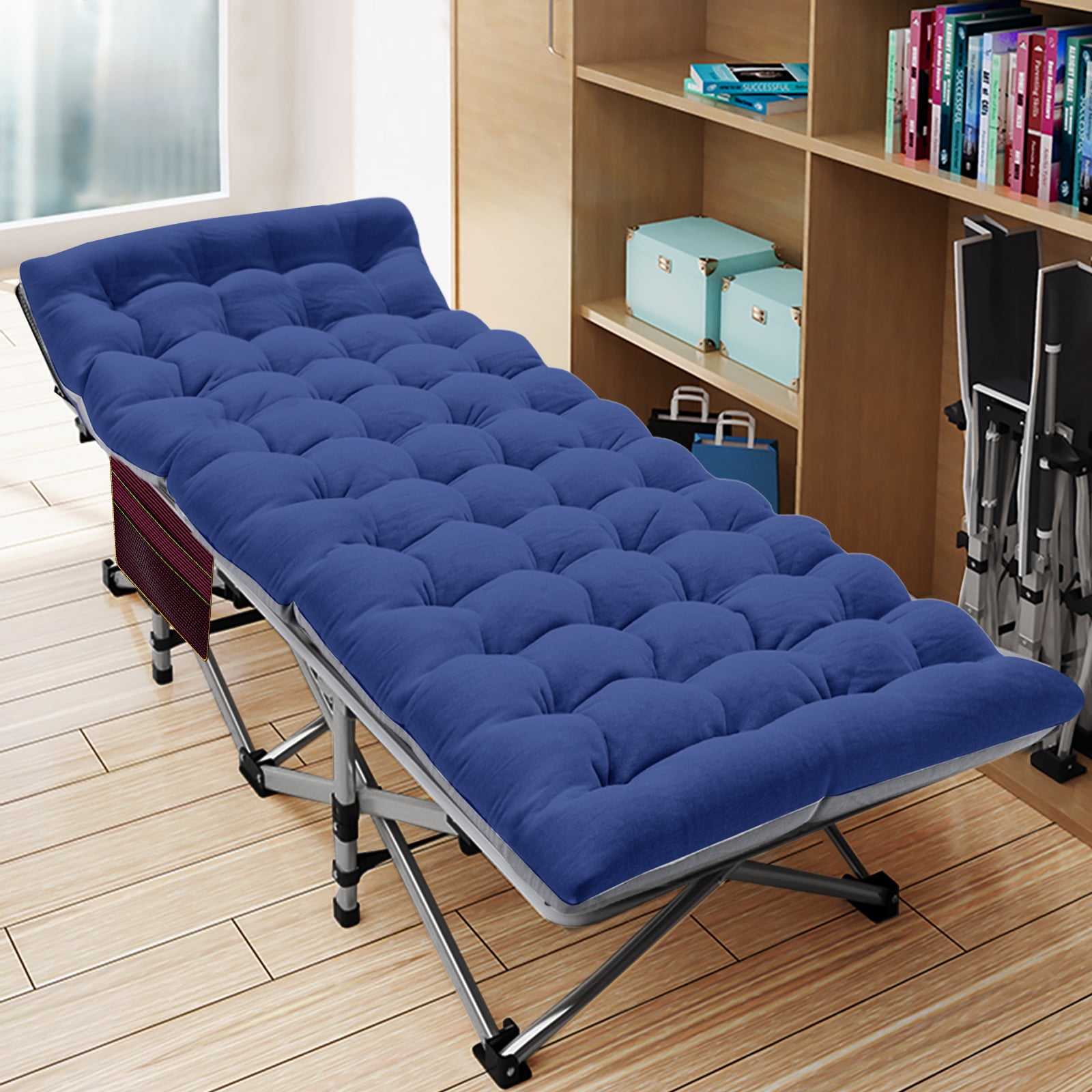 NAIZEA Folding Bed Cot with 2 Sided Mattress, 75" Portable Folding