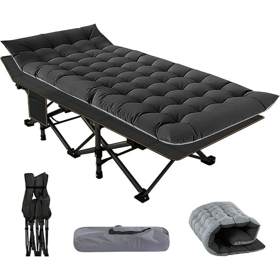 NAIZEA Padded Foldable Camping Cot with 3.3 Inch Mattress, Lightweight Steel Frame, Collapsible Guest Bed