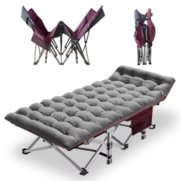 NAIZEA Heavy Duty Camping Cot For Adults – Folding Military Cot With Mattress & Bag, Supports 600lb