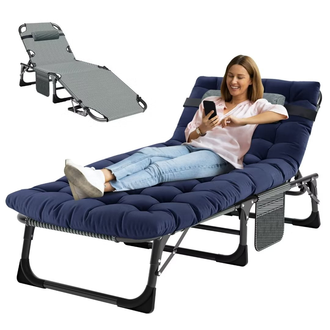 NAIZEA Folding Camping Cot, Portable Folding Lounge Chair, with