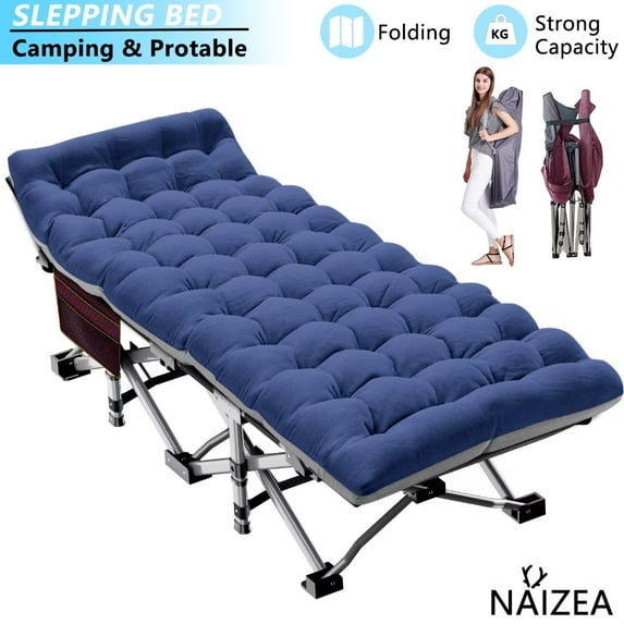 NAIZEA Folding Camping Cots for Adults Camping Bed Camp Cot Portable Military Cot Heavy Duty Wide Sleeping Cots with Carry Bag for Camp Office Use