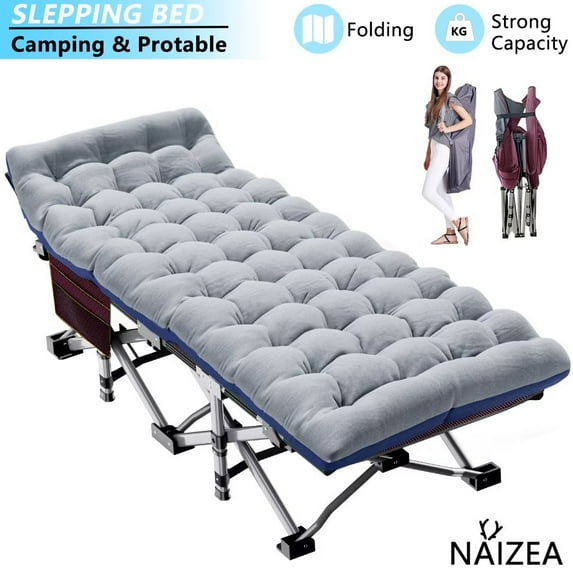 NAIZEA Folding Camping Cots for Adults Camping Bed Camp Cot Portable Military Cot Heavy Duty Wide Sleeping Cots with Carry Bag for Camp Office Use