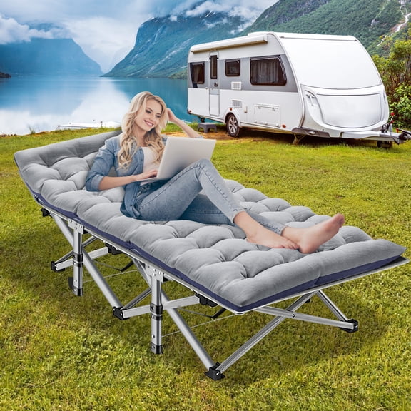NAIZEA Folding Cots Bed for Adults ,Outdoor Camping Cot with Pearl Mattress & Carry Bag