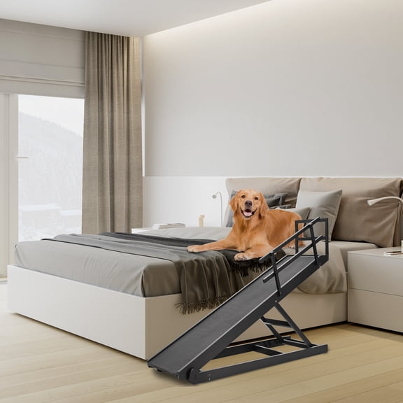 NAIZEA Folding Pet Climbing Ramp, Dog and Cat Climbing Ramp, 5 Adjustable Heights, Load Capacity 200 lbs