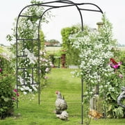 NAIZEA Garden Arch Trellis for Climbing Plants, 79'' L x 87'' H Large Garden Arch Arbor Trellis for Climbing Plants Outdoor - Garden Arch for Lawn, Party, Ceremony Wedding Decoration, Black