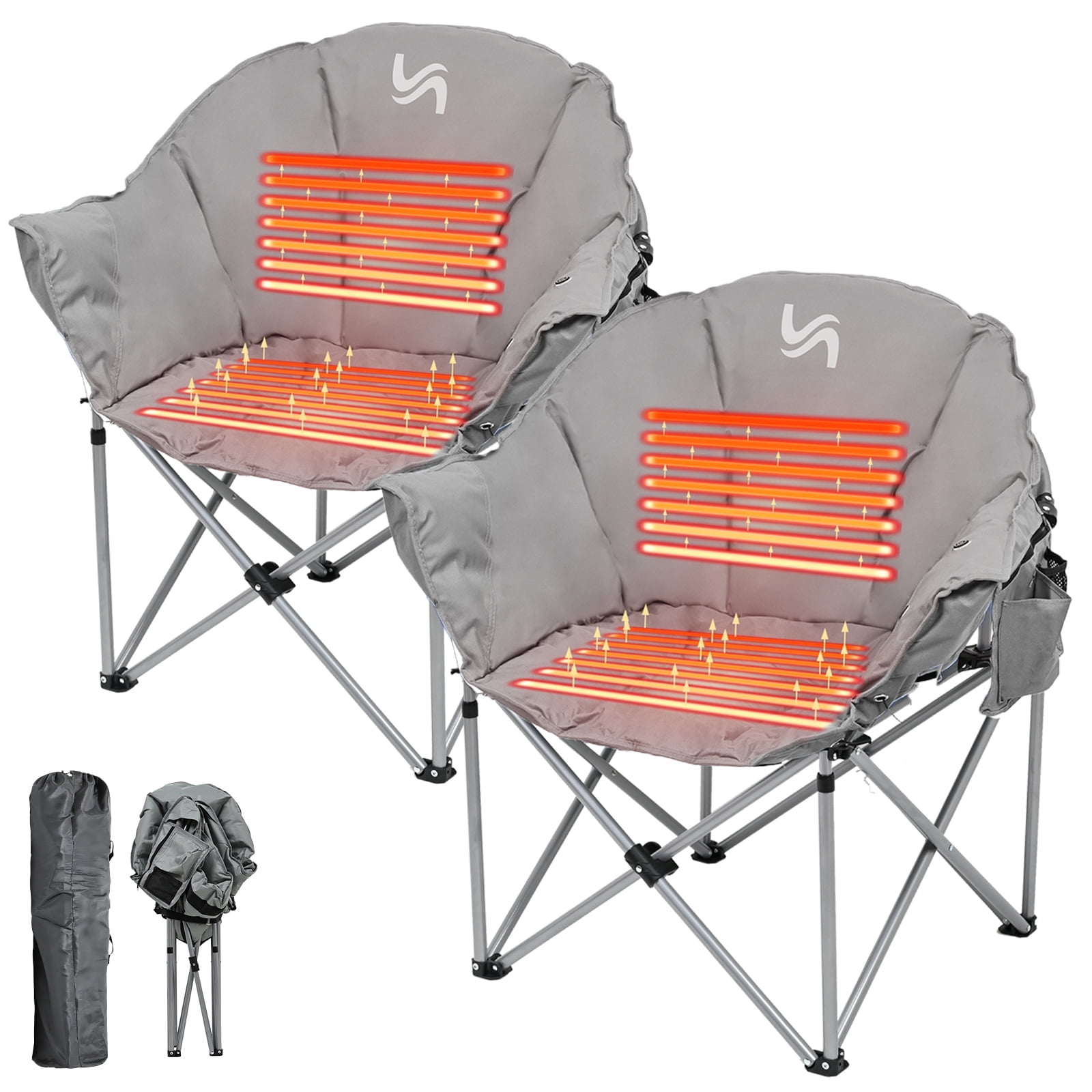 NAIZEA Heated Camping Chair, Oversized Heated Folding