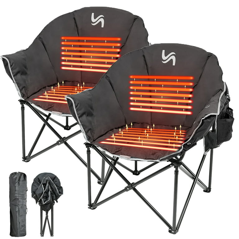 NAIZEA Heated Camping Chair Oversized, Outdoor Portable Folding Heated  Chair, Patio Chair with 3 Heat Levels, Supports 500lb
