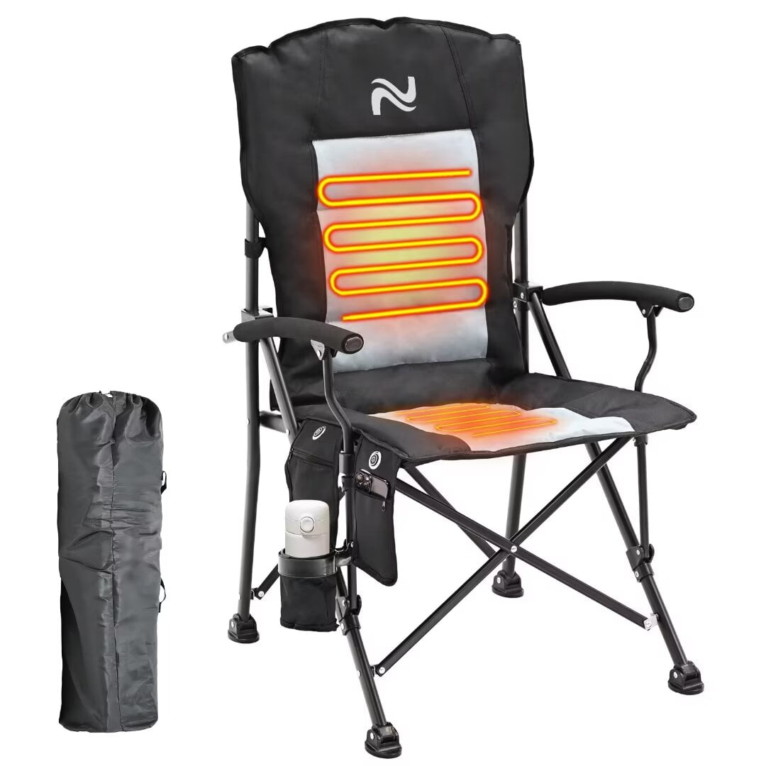 NAIZEA Heated Camping Chair, Oversized Portable Lawn Chair, Outdoor ...