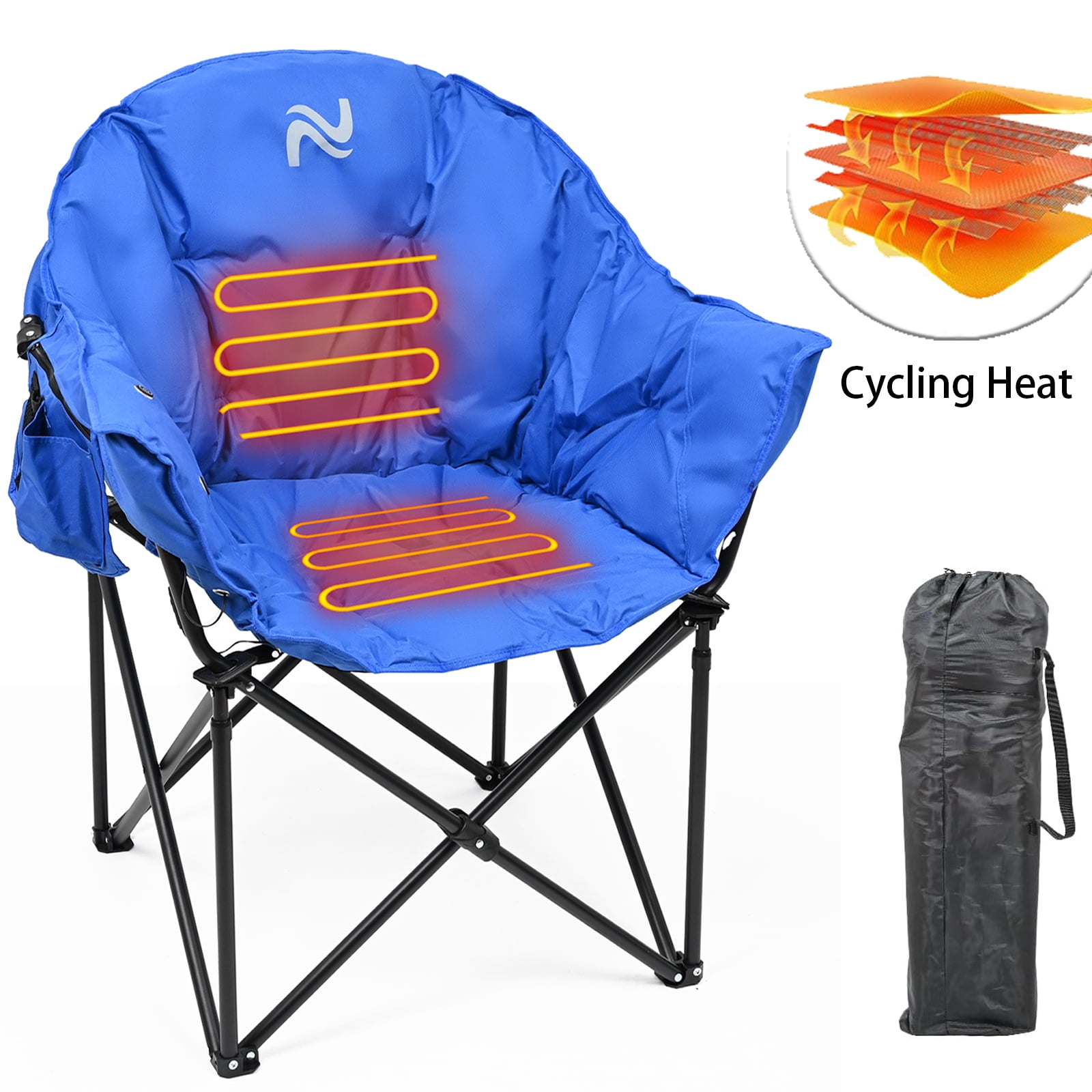 NAIZEA Heated Camping Chair, Portable Folding Heated Moon Chair, 3